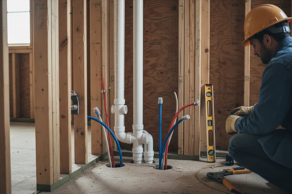 Drain and supply rough-in during Leak Detection in Petersham